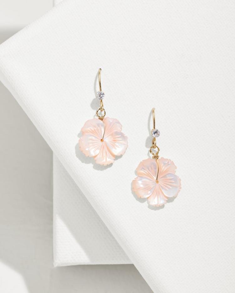 Women Jewelry | Tommy Bahama Tropical Blooms Coral Hibiscus Dangle Earrings Pink