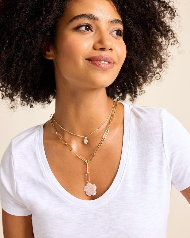 Women Jewelry | Tommy Bahama Tropical Blooms Hibiscus Charm Layered Necklace Pink