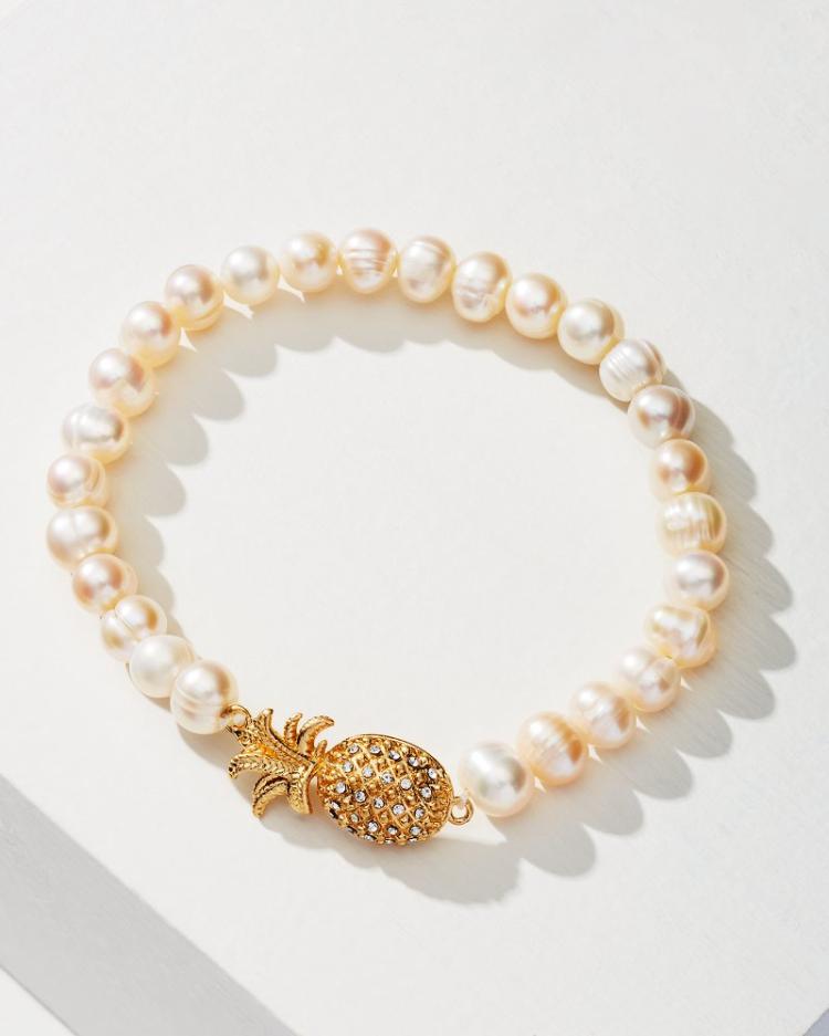 Women Jewelry | Tommy Bahama Tropical Blooms Pearl Stretch Bracelet Gold