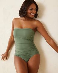 Women One-Piece Suits | Tommy Bahama Paradise Fronds Bandeau One-Piece Swimsuit Tea Leaf