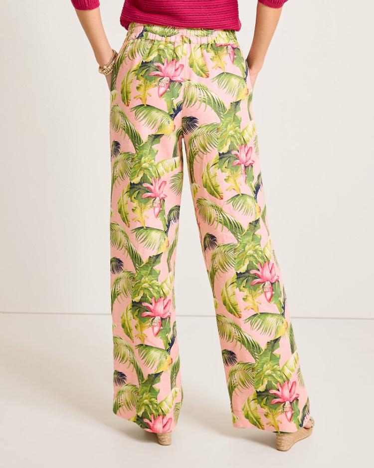 Women Pants & Crops | Tommy Bahama Two Palms Frond Royal High-Rise Linen Easy Pants Coral Haze