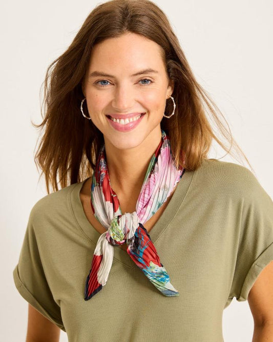 Women Scarves & Wraps | Tommy Bahama Amaryllis Pleated Diamond Scarf Cherry