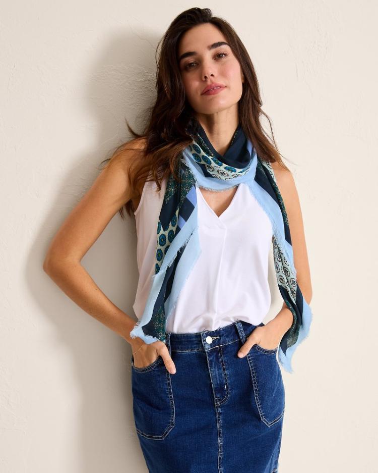 Women Scarves & Wraps | Tommy Bahama Foulard Patch Square Scarf Navy