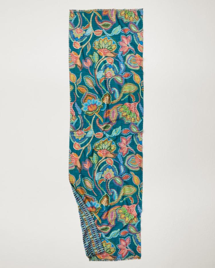 Women Scarves & Wraps | Tommy Bahama Hypnotic Garden Double Face Scarf Blue Spruce