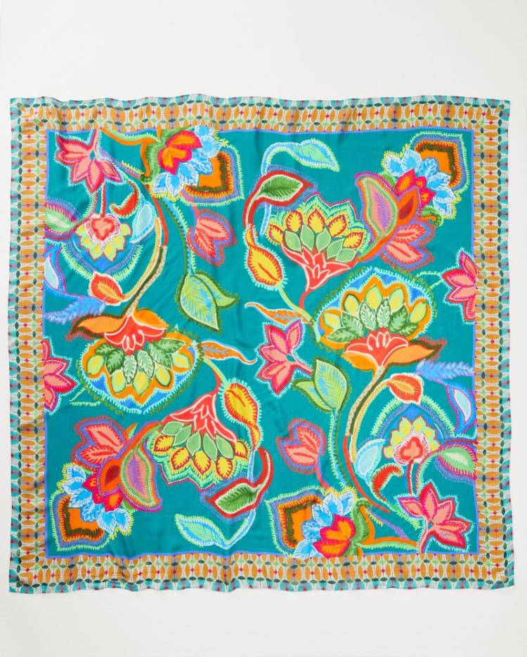 Women Scarves & Wraps | Tommy Bahama Hypnotic Garden Square Scarf Blue Spruce