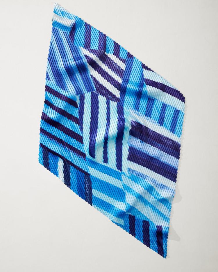 Women Scarves & Wraps | Tommy Bahama Mosaic Stripes Pleated Diamond Scarf Chambray