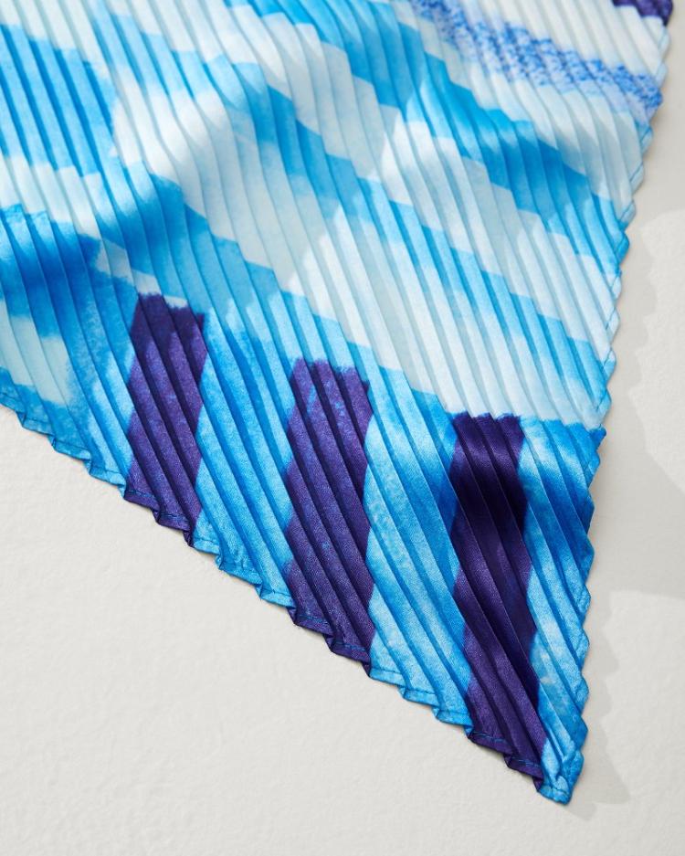 Women Scarves & Wraps | Tommy Bahama Mosaic Stripes Pleated Diamond Scarf Chambray