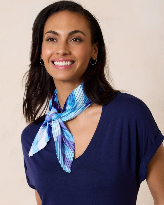 Women Scarves & Wraps | Tommy Bahama Mosaic Stripes Pleated Diamond Scarf Chambray