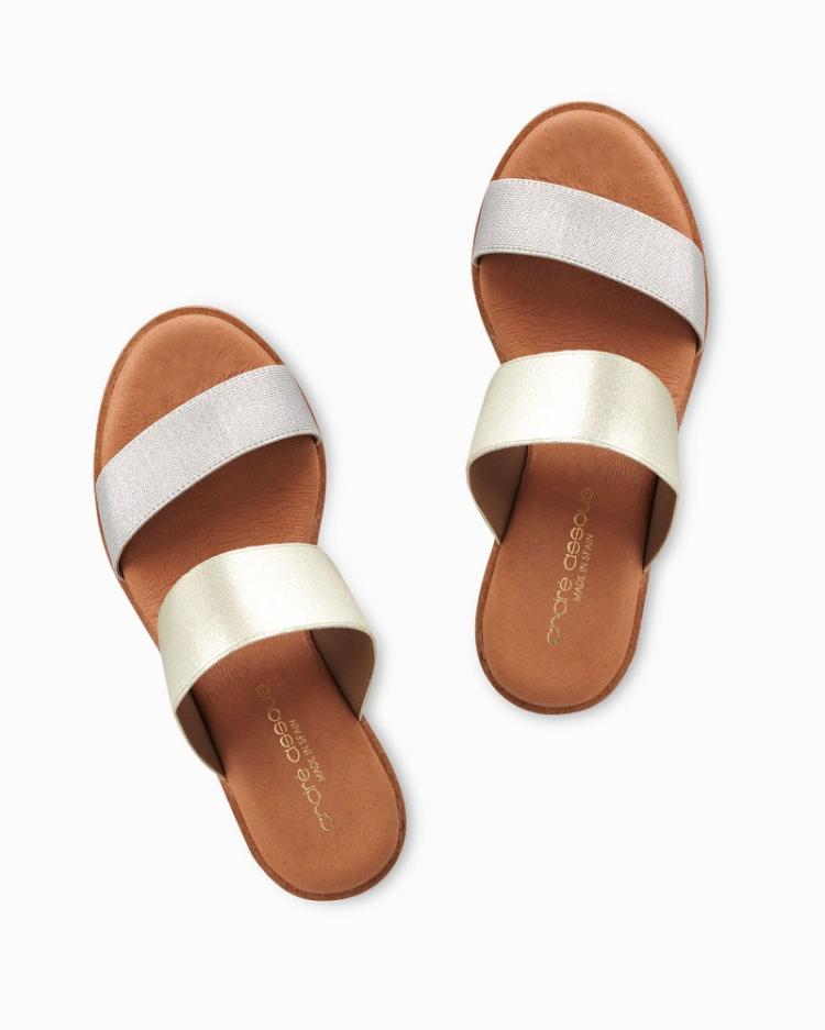 Women Shoes & Sandals | Tommy Bahama André Assous Gwenn Elastic Wedge Sandals Silver