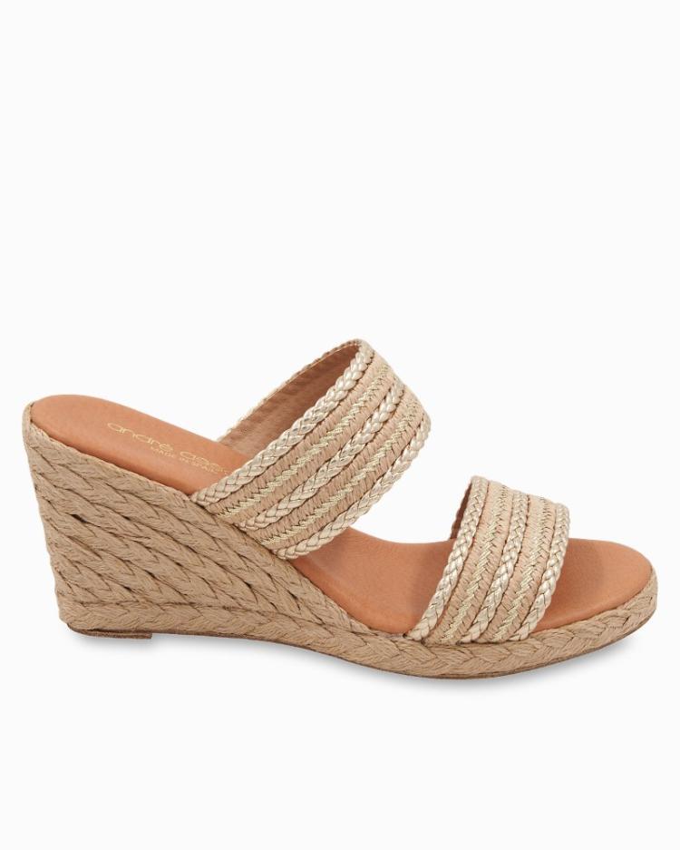 Women Shoes & Sandals | Tommy Bahama André Assous Nolita Raffia Wedge Sandals Natural/platino Stripe
