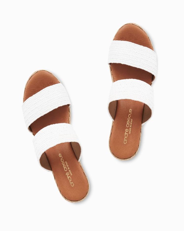 Women Shoes & Sandals | Tommy Bahama André Assous Nori Stretch Raffia Wedge Sandals White