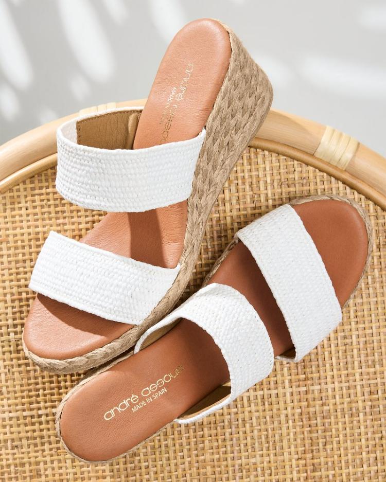 Women Shoes & Sandals | Tommy Bahama André Assous Nori Stretch Raffia Wedge Sandals White