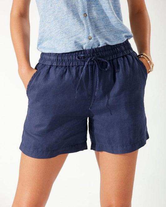 Women Shorts | Tommy Bahama Palmbray High-Rise Linen Easy Shorts Island Navy