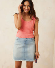 Women Skirts | Tommy Bahama Boracay® Indigo Raw-Edge Skirt Bleach Wash