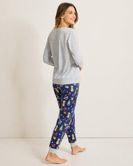 Women Sleepwear | Tommy Bahama Holiday Dog Long Sleeve & Pants Family Pajama Set Island Navy