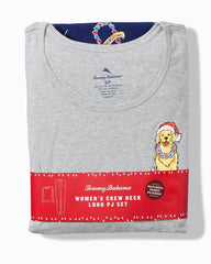 Women Sleepwear | Tommy Bahama Holiday Dog Long Sleeve & Pants Family Pajama Set Island Navy