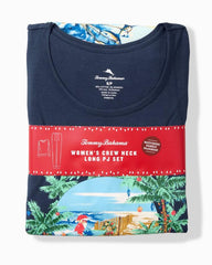 Women Sleepwear | Tommy Bahama Holiday Santa Long Sleeve & Pants Pajama Set Aqua Ice