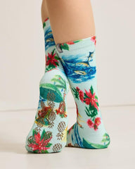 Women Sleepwear | Tommy Bahama Island Soft® Holiday Santa Socks Lt Sky Blue