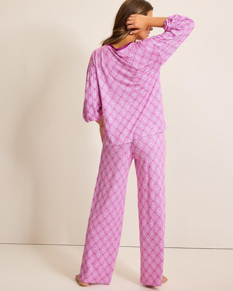 Women Sleepwear | Tommy Bahama Jersey 3/4-Sleeve & Pants Pajama Set Iced Purple