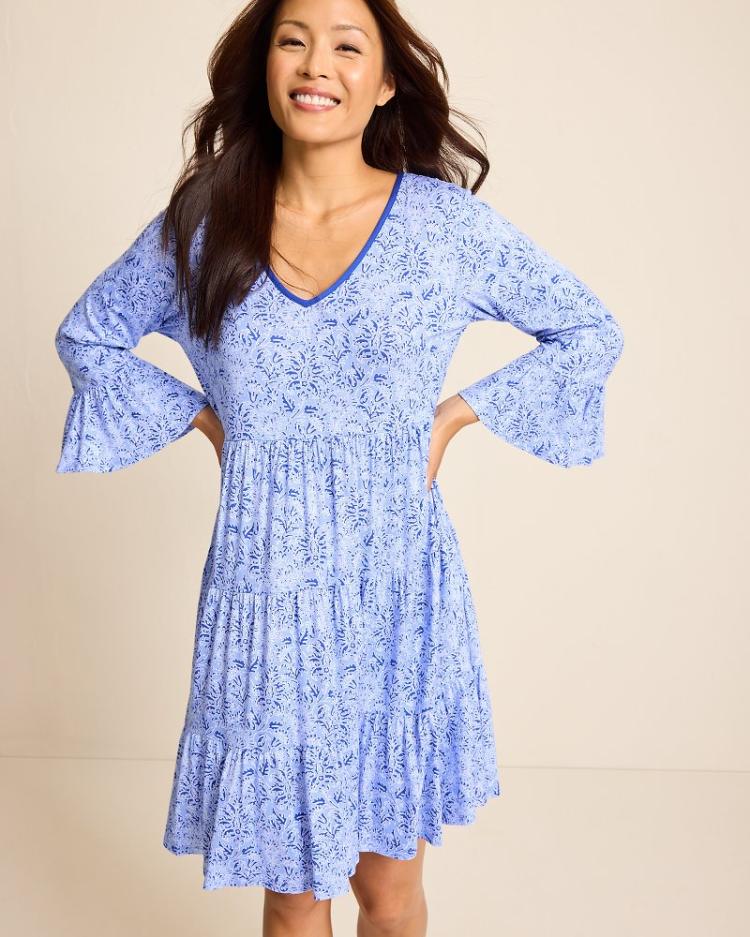 Women Sleepwear | Tommy Bahama Jersey 3/4-Sleeve Short Sleep Dress Periwinkle