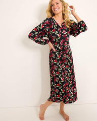 Women Sleepwear | Tommy Bahama Jersey Long-Sleeve Maxi Sleep Dress Black Cherry