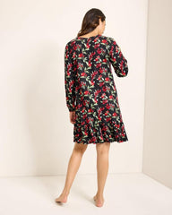 Women Sleepwear | Tommy Bahama Jersey Long-Sleeve Short Sleep Dress Black Cherry