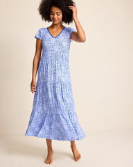 Women Sleepwear | Tommy Bahama Jersey Short-Sleeve Maxi Sleep Dress Periwinkle