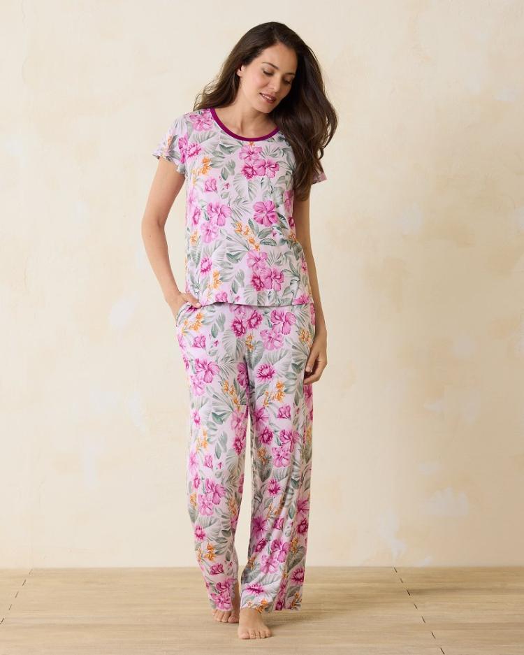 Women Sleepwear | Tommy Bahama Jersey Short Sleeve & Pants Pajama Set Blushing