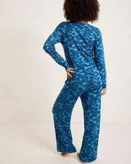 Women Sleepwear | Tommy Bahama Knit Long Sleeve & Pants Pajama Set Deep Sea Teal