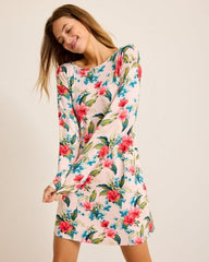 Women Sleepwear | Tommy Bahama Knit Long-Sleeve Short Sleep Dress Coconut Cream