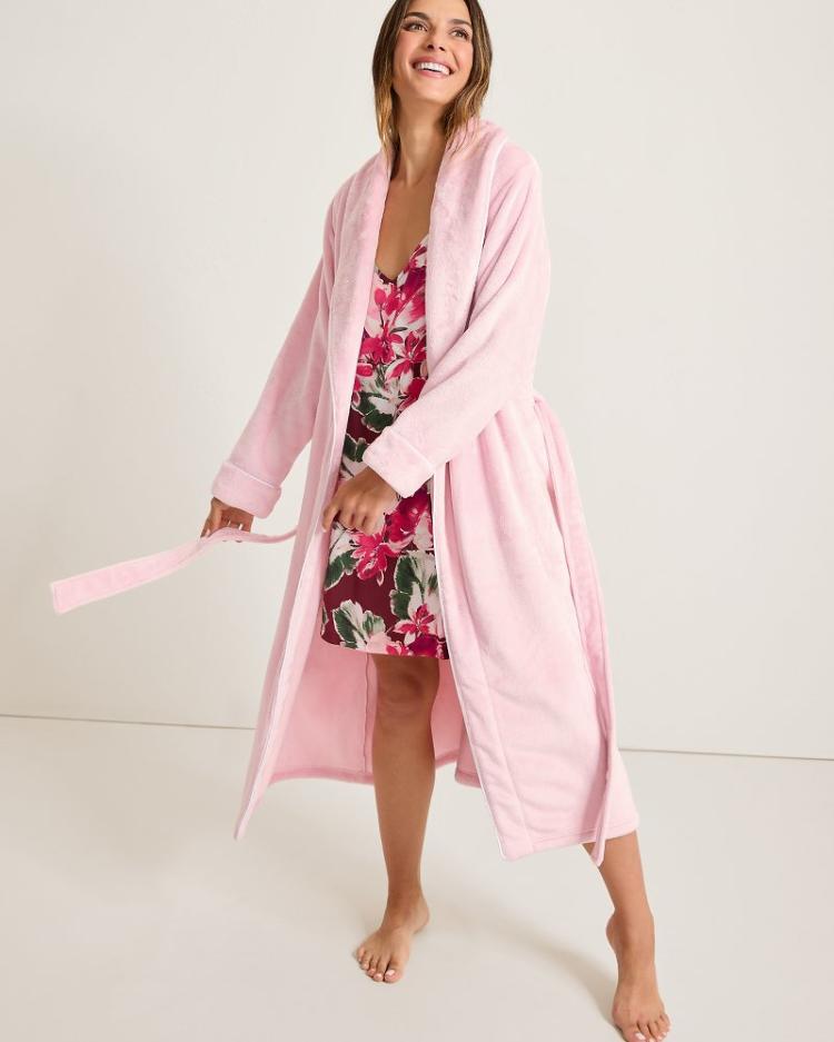 Women Sleepwear | Tommy Bahama Long Plush Robe Pale Pink