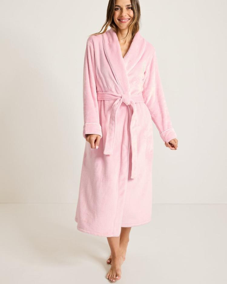 Women Sleepwear | Tommy Bahama Long Plush Robe Pale Pink