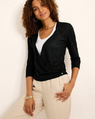 Women Sweaters | Tommy Bahama Addison Linen-Blend Cardigan Black
