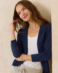 Women Sweaters | Tommy Bahama Lea Open Linen Cardigan Island Navy