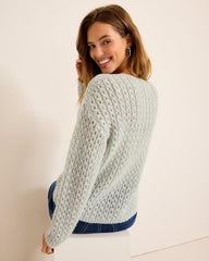 Women Sweaters | Tommy Bahama Shimmer Cable Boat-Neck Sweater Metallic Silver