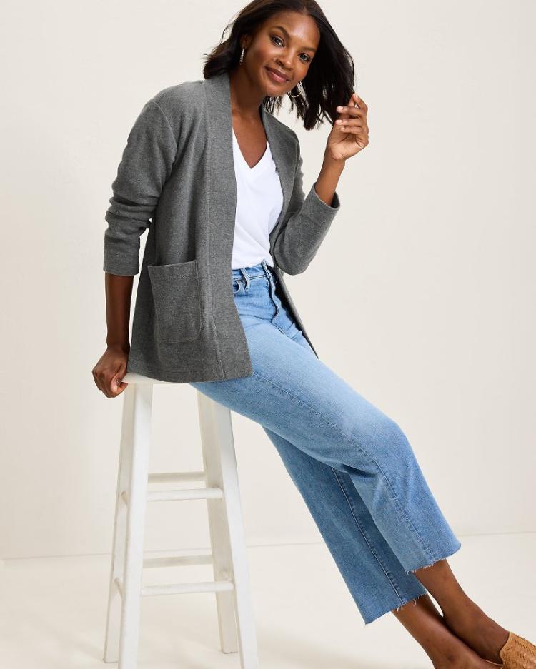 Women Sweatshirts | Tommy Bahama Aruba Cardigan Fog Grey Heather