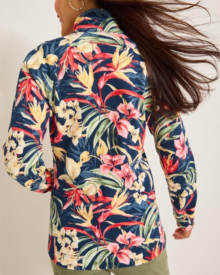 Women Sweatshirts | Tommy Bahama Aruba Flora Amora Full-Zip Sweatshirt Island Navy