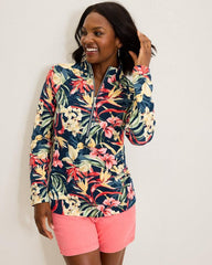 Women Sweatshirts | Tommy Bahama Aruba Flora Amora Half-Zip Sweatshirt Island Navy