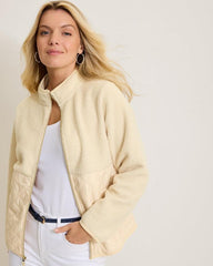 Women Sweatshirts | Tommy Bahama Faux Sherpa Quilted Hybrid Jacket New Ecru