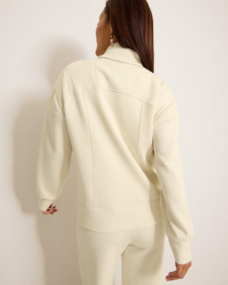 Women Sweatshirts | Tommy Bahama Palm Voyage Full-Zip Jacket Bleached Sand