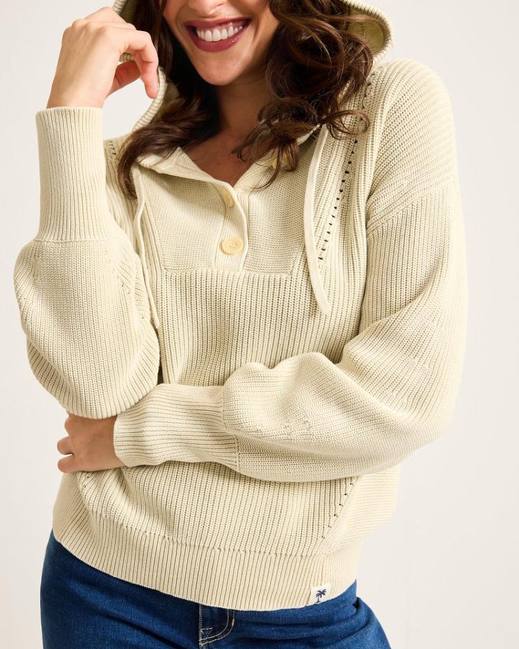 Women Sweatshirts | Tommy Bahama Salt Wash Hooded Sweater Bleached Sand