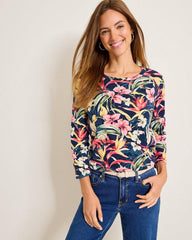 Women Tops & Shirts | Tommy Bahama Ashby Isles Flora Amora 3/4-Sleeve T-Shirt Island Navy