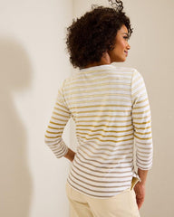 Women Tops & Shirts | Tommy Bahama Ashby Isles Horizon Stripe 3/4-Sleeve T-Shirt Travertine