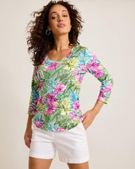 Women Tops & Shirts | Tommy Bahama Ashby Isles Jungle Jewels 3/4-Sleeve T-Shirt Coconut