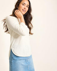 Women Tops & Shirts | Tommy Bahama Ashby Isles Metallic Stripe 3/4-Sleeve T-Shirt Coconut