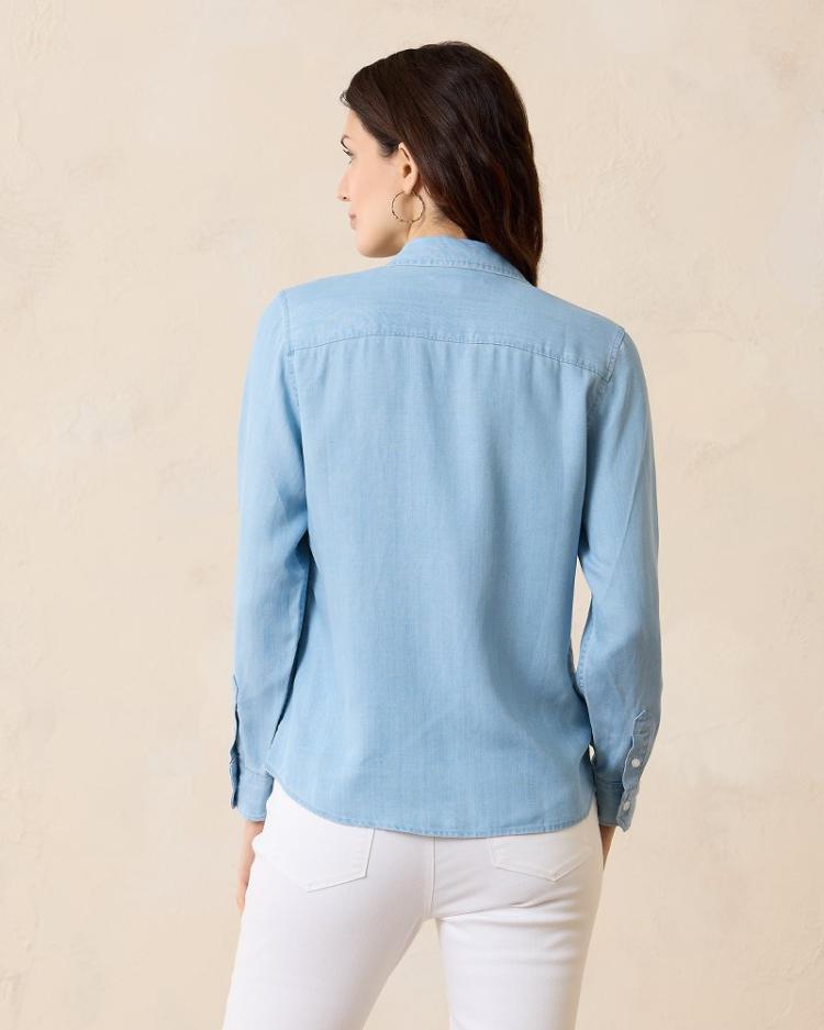 Women Tops & Shirts | Tommy Bahama Chambray All Day Long-Sleeve Shirt Light Storm Wash