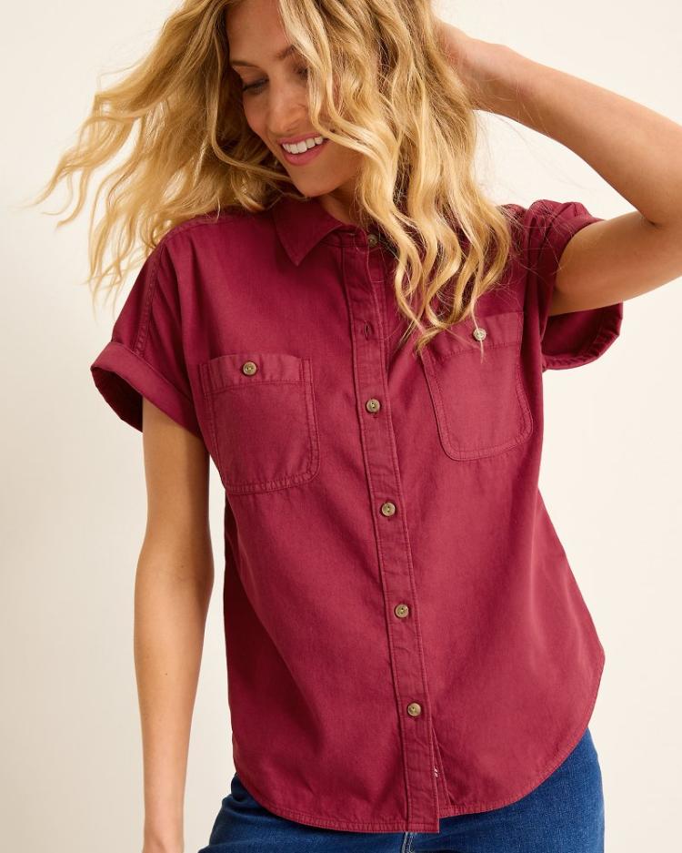 Women Tops & Shirts | Tommy Bahama Coastal Twill Shirt Rhumba