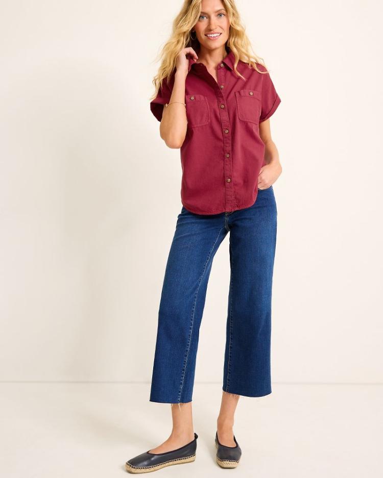 Women Tops & Shirts | Tommy Bahama Coastal Twill Shirt Rhumba