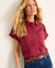 Women Tops & Shirts | Tommy Bahama Coastal Twill Shirt Rhumba