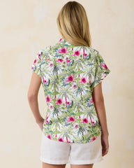 Women Tops & Shirts | Tommy Bahama Coastalina Coastal Palms Linen Camp Shirt White